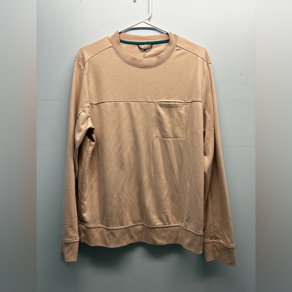 All In Motion Sweatshirt Mens Medium Tan Knit Crew Neck Sweatshirt Chest Pocket - Picture 1 of 3